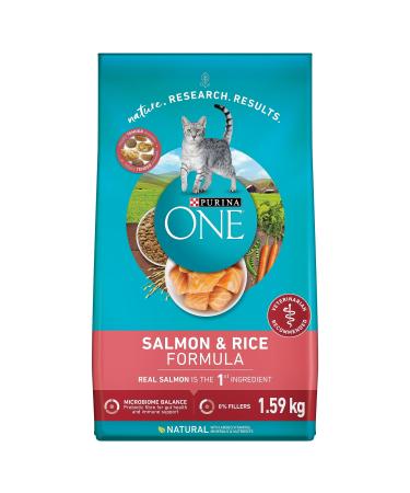 Purina ONE Dry Cat Food Salmon & Rice Formula - 1.59 kg Bag 1.59 kg (Pack of 1)