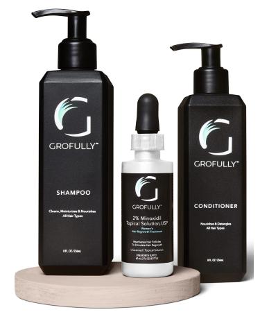 Grofully Women s Hair Regrowth Kit - Gold | 3-Step System | Shampoo  Conditioner  and 2% Minoxidil Gold Kit