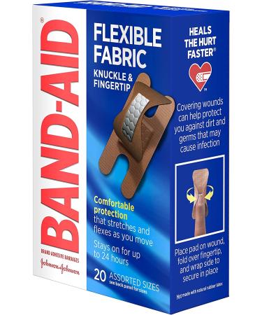 BAND-AID Flexible Fabric Bandages Knuckle & Fingertip 20 Count - Buy Online on GoSupps.com