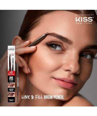 Kiss New York Professional Eyebrow Pencil - Dual-Sided Retractable Brow Definer D-Shape Design Cruelty-Free Silky Smooth Texture - Chocolate Brown - Buy Online on GoSupps.com