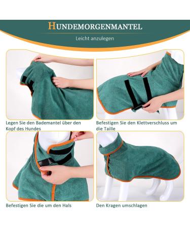 Jostift Microfiber Dog Bathrobe Towel - Fast Drying Extra Absorbent Dog Towel with Adjustable Straps for All Sizes (Large Medium Small) - Perfect for Bath Time (Green) - Buy Online on GoSupps.com