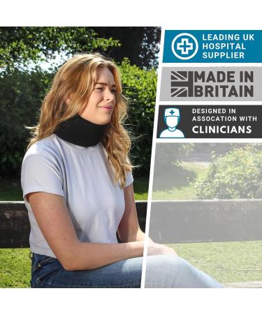 Solace Bracing Perfect Fit Neck Support - British Made & NHS Supplied Cervical Neck Collar Brace for Pain Relief - Black (18 x 2.5) - 15 Sizes - Buy Online on GoSupps.com