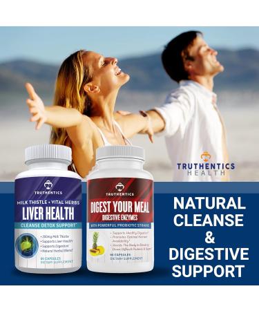 TRUTHENTICS Liver Health Supplement - Milk Thistle Liver Health Formula with Artichoke Extract Dandelion Turmeric and More - Natural Detox Support for Men & Women - 60 Capsules - Buy Online on GoSupps.com