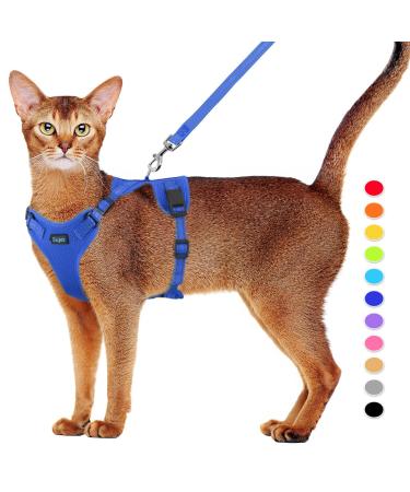 Supet cat dishes and leash set of swinging kitten kitten. Cat vested harness with reflex stripes universal cat leash and dishes for cats/puppies m (breast circumference: 44.5-49.5 cm) blue