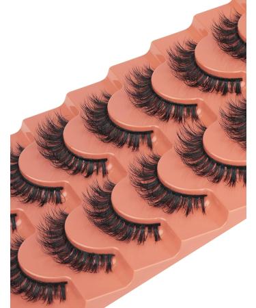 Goddenus H-flat Wispy Fluffy 15mm Natural Mink False Eyelashes - 7 Pairs, CC Curl, Reusable Short Strip Doll Lashes - Wet Look Extensions - Buy Online on GoSupps.com