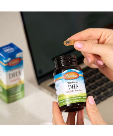 Carlson - Vegetarian DHA, 500 mg DHA, Plant Based, Sustainably Sourced from Algae, Brain Support, Mood Health, 30 Softgels - Buy Online on GoSupps.com
