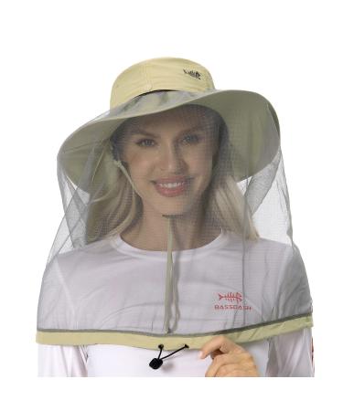 Bassdash Upf 50+ Moskito Sonnenhut with a hidden head network and neck protection for men women fishing hiking camping unit size khaki
