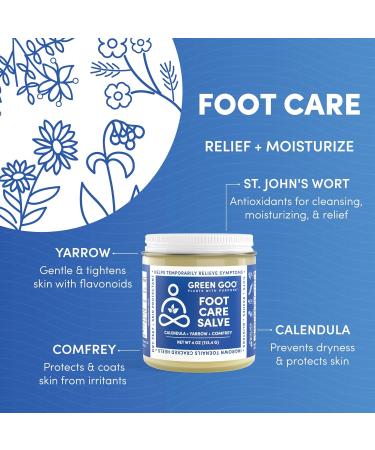 Green Goo Foot Care Salve - Soothes, Relieves Pain, and Heals Feet - Ideal for Hikers, Climbers, Parents, and Teachers - 4 Oz - Buy Online on GoSupps.com