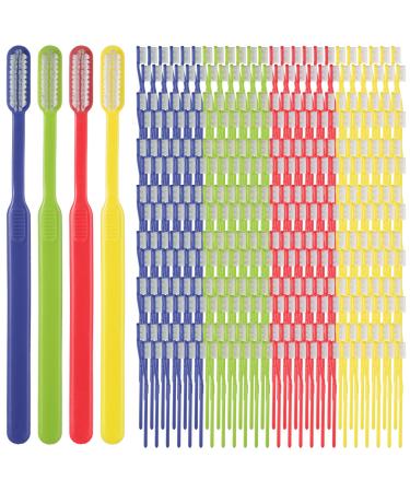 200 Pcs Disposable Toothbrushes Soft Bristle Tooth Brush Individually Wrapped Toothbrush Colorful Travel Single Use Toothbrush for Adult Kid Dental Care Vacation Hotel (Not Prepasted Toothbrush)