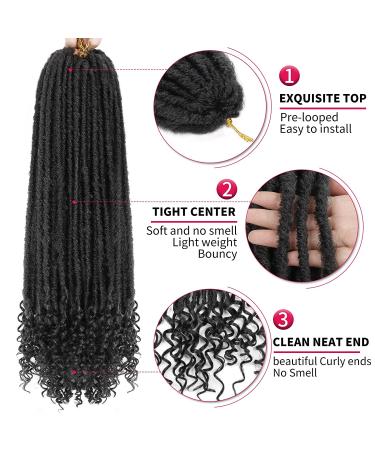 Goddess Faux Locs Crochet Hair 24 Inch | Curly Ends | 6 Packs | Pre-looped Synthetic Braids for Women - 1B 24 Inch - Buy Online on GoSupps.com