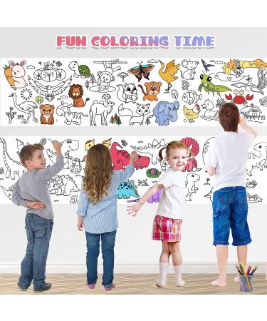 2Pcs Children's Drawing Roll - DIY Painting Paper Roll for Kids - Dinosaur & Animal Coloring Stickers - 118X14.9 Inch - Buy Online on GoSupps.com