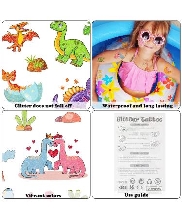 182 Pcs Glitter Dinosaur Temporary Tattoos for Kids - Colorful Dinosaurs Party Supplies by Konsait - Buy Online on GoSupps.com