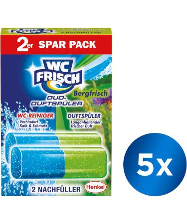 WC Frisch Duo-Fresh Mountain Fresh Toilet Cleaner & Fragrance - Refill Pack (5 x 2 Pieces) | Eco-Friendly International Shipping - Buy Online on GoSupps.com