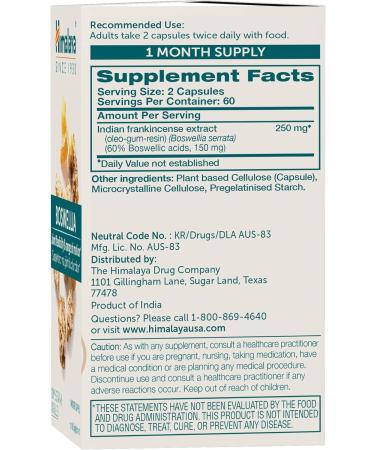 Himalaya Boswellia - Joint Support for Mobility & Flexibility 250 mg 120 Capsules | 1 Month Supply Buy Online - Buy Online on GoSupps.com
