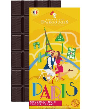 CHEVALIERS D'ARGOUGES French Master Chocolatiers - 70% dark chocolate bar - Souvenir of Paris - 100g - Buy Online on GoSupps.com