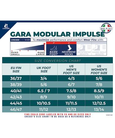 Cressi Gara Modular Impulse Fins for Freediving | Made in Italy | EU 40/41 | US Men 7.5/8 | US Women 8.5/9 - Blue - Buy Online on GoSupps.com