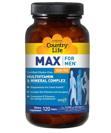 Country Life Max for Men Multivitamin & Mineral Complex Iron-Free 120 Vegan Capsules - Buy Online on GoSupps.com