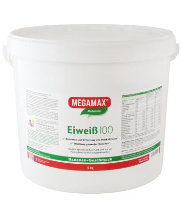 Megamax protein banana 5 kg | whey protein + milk protein for muscle building diet | 2k protein ideal for baking | high-quality low-carb protein shake | aspartame-free protein powder with amino acids banana 5 kg (1 pack)