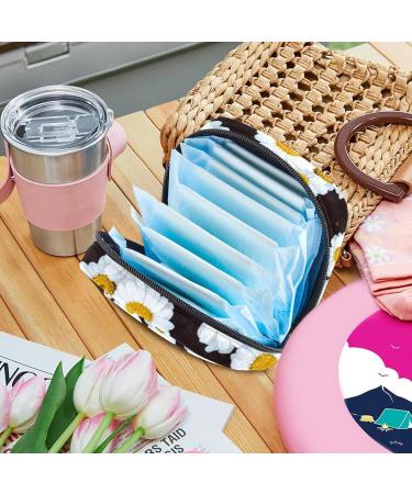 Menstruation Pad Bag with Zipper - Stylish Women's Tampon & Napkin Bags | Chamomile Daisy & Floral Designs - Buy Online on GoSupps.com