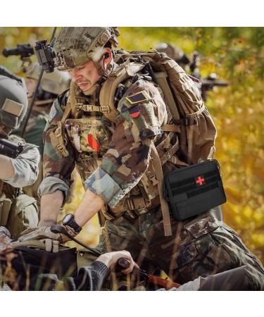 HuntVP Tactical First Aid Bag - Waterproof 1000D Molle Pouch with Red Cross Patch for Camping & Outdoor - Type 3 Black - Buy Online on GoSupps.com