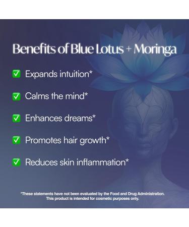 Premium Blue Lotus Moringa Oil - 100% Pure & Natural | Therapeutic Grade for Face Body & Hair - 60ml - Advance Skin Care & Relaxation - Buy Online on GoSupps.com