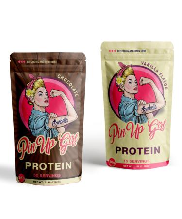 Pin Up Girl Whey Protein Isolate Powder Bundle | 25g Protein Per Serving | Premium Diet-Freindly Formula for Women | Low Carb Fat Free No Added Sugar | Vanilla & Chocolate