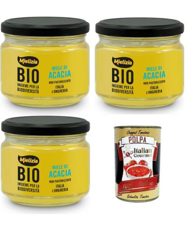 Mielizia Acacia Honey Unpasteurized Non-pasteurized acacia honey 3 x 300 g + Italian Gourmet Pulp 400 g