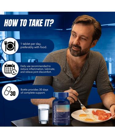 Rheuskin Motion Advanced Joint Support: Hyaluronic Acid + Glucosamine + Curcumin + Type II Collagen Flexibility Mobility & Comfort 30 Caplets 850 mg - Buy Online on GoSupps.com