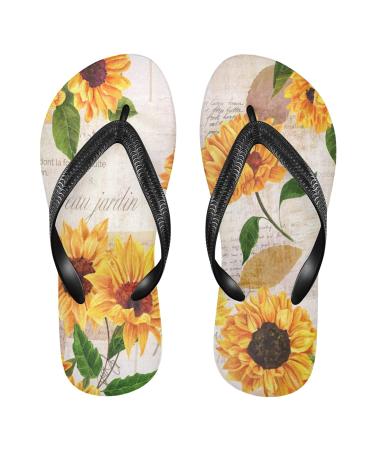 Mnsruu yellow sunflower butterfly art flop flops flop flops sandals at home hotel spa bedroom travel xs for men women