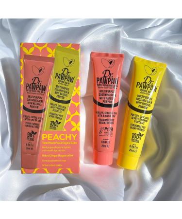Dr. PawPaw Peachy Set - Multipurpose Soothing and Tinted Hydrating Lip Balm Giftset - Peach Pink and Original Balm - Gluten Free - 2 pc - Buy Online on GoSupps.com