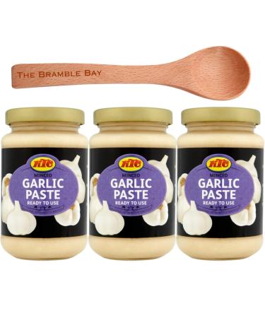 Garlic Paste bundle contains KTC Minced Garlic Paste Pack of 3 x 210g Wooden Spoon