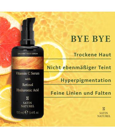 High-Dosed Vitamin C + Hyaluron + Retinol Serum 100ml - Bio Aloe Vera Vegan Anti-Dark Spots & Circles - Suitable for All Skin Types - Buy Online on GoSupps.com