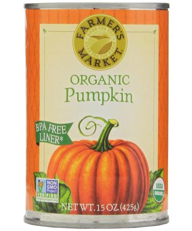 Farmer's Market Foods Canned Organic Pumpkin Puree, 15 Ounce (Pack of 12) Frustration-Free Packaging