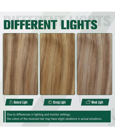 Runatur Real Hair Extensions - Brown & Blonde Highlights 55cm | Human Hair for Sewing #10/16 - Buy Online on GoSupps.com