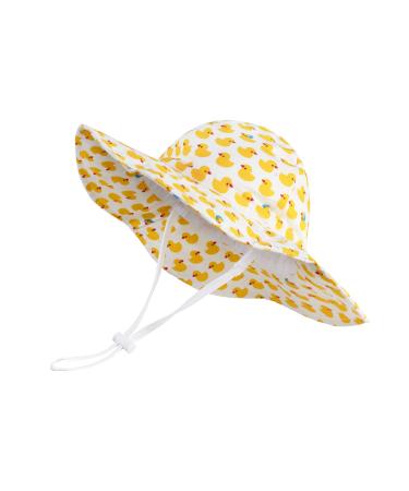 LANGZHEN Beach Sun Protection Hat for Baby Girls Adjustable Toddler Kids Hat Wide Brim Summer Play Hat with Chin Strap Duckling-yellow 6-12 Months - Buy Online on GoSupps.com
