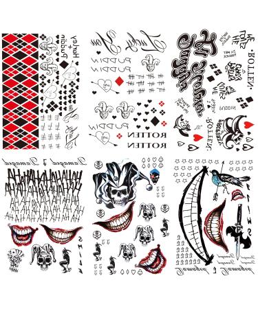6 Sheets PADOUN Halloween Temporary Tattoo Stickers  Fake Tattoo Stickers for Men Women Full Body Bundle for Costume Cosplay Party Accessory JK-QN Tattoos (Large Size 11.6 * 8.2 INCH)