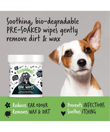 BUGALUGS Dog Ear Cleaner Dog Wipes 100 Biodegradable textured pre-soaked dog ear wipes. Pet Wipes Dog Ear Cleaner Solution Stops Head Shaking Itching & Waxy Ears - Buy Online on GoSupps.com