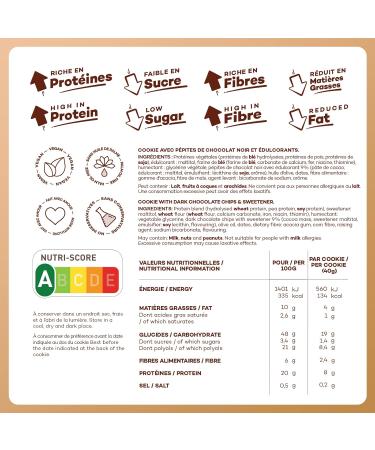 So Shape Cookies aux P pites de Chocolat 8g de prot ines par cookie Faible en sucre et en mati res grasses 12 Cookies de 40g - Buy Online on GoSupps.com