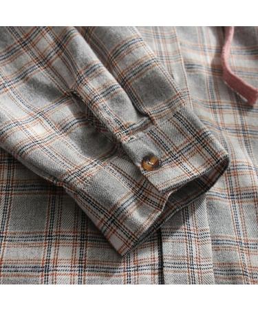 Buy Routinfly Women's Long Sleeve Checkered Hoodie Jacket - Fashionable Button-Down Blouse & Casual Shirt Top in XXL Gray for International Shipping - Buy Online on GoSupps.com