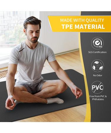CAMBIVO Extra Wide Yoga Mat 72x32 1/4 - Eco-Friendly SGS Certified Large TPE Mat for Yoga, Pilates, Workout - Dark Black - Buy Online on GoSupps.com