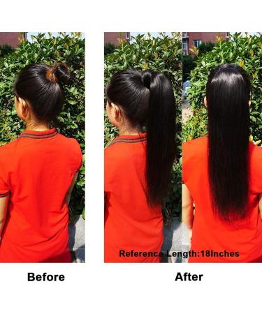Hair Bun 8-30 Inches with Drawstring Ponytail Brazilian Real Hair Extensions Straight Ponytail Wig Hair Slices for Black Women Hair Extension Hair Piece (Color : 16 inch) - Buy Online on GoSupps.com