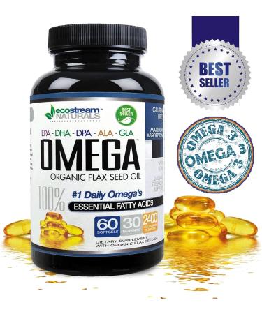 Omega 3-6-9 Blend with DPA EPA DHA ALA and GLA and Organic Flax Seed Oil Over 2 800 Milligram Strength - Gluten Free - Easy to Swallow - 60 SoftGels 60 Count (Pack of 1) - Buy Online on GoSupps.com
