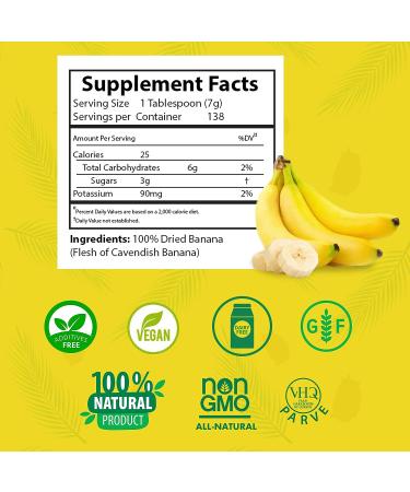 Nutritional Designs Nana Flakes 100% Pure Banana Flakes Powder - One Pound Bag - Decrease Fat Intake, Natural Remedy for Diarrhea & Heartburn - Protein & Fiber Source - Buy Online on GoSupps.com