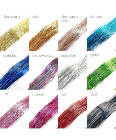 47 Inch Hair Tinsel Kit with Microlinks Tools - Fairy Hair Glitter Extensions, Heat Resistant - 12 Colors - Buy Online on GoSupps.com
