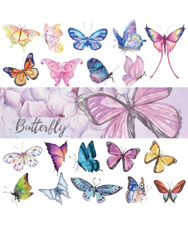 Ooopsiun Butterfly Tattoos for Kids Women - 120 Pcs Cute hand drawing Colorful Art Butterfly Temporary Tattoos  Butterfly Party Favors