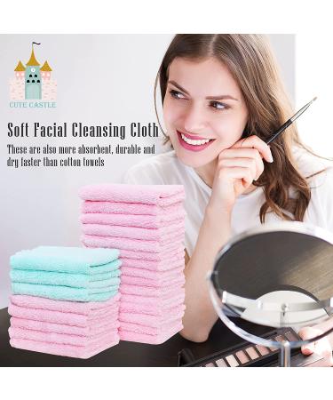 24 Count Premium Soft Makeup Remover Cloths - Microfiber Facial Washcloths - Fast Drying & Highly Absorbent Towel - Pink-Blue 7x9 Inch (Pack of 24) - Buy Online on GoSupps.com