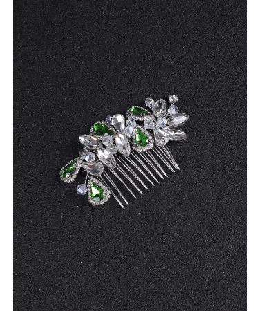 Deniferymakeup Bridal Hair Comb Rhinestone Teardrop Hair Comb Bridal Hair Accessory Crystal Gift for Her Party Headpiece (Silver Green) - Buy Online on GoSupps.com