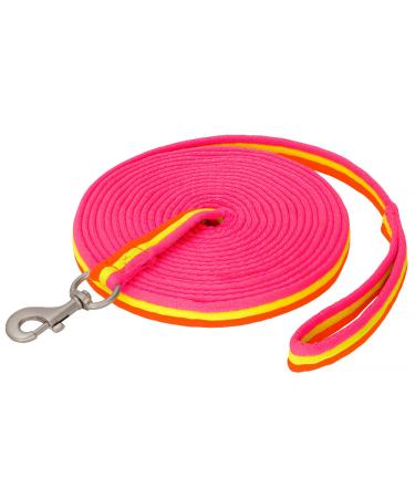 Start lunging line for equestrian horses 8m softlongs made of nylon horse song with hand loop tug leash reins with carabiners floor work rope horse (neonpink/neonorange)