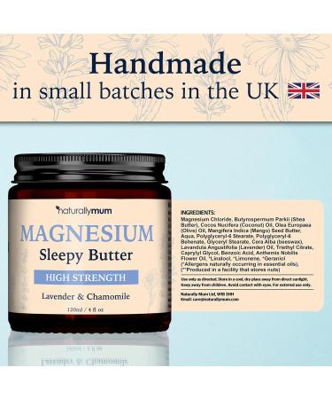 Magnesium Butter NATURAL & VEGAN - Topical Magnesium Chloride Cream Butter Support for Sleep Bone Heart & Muscle Health - Lavender & Chamomile High Strength Balm - Made in UK & Safe for Kids - Buy Online on GoSupps.com