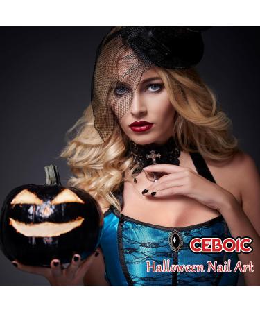  Ceboic Ceboic Set of 22 Halloween Gel Stickers Semi-Cured Gel Nail Strips with Spiderweb and Glitter Design - Buy Online on GoSupps.com